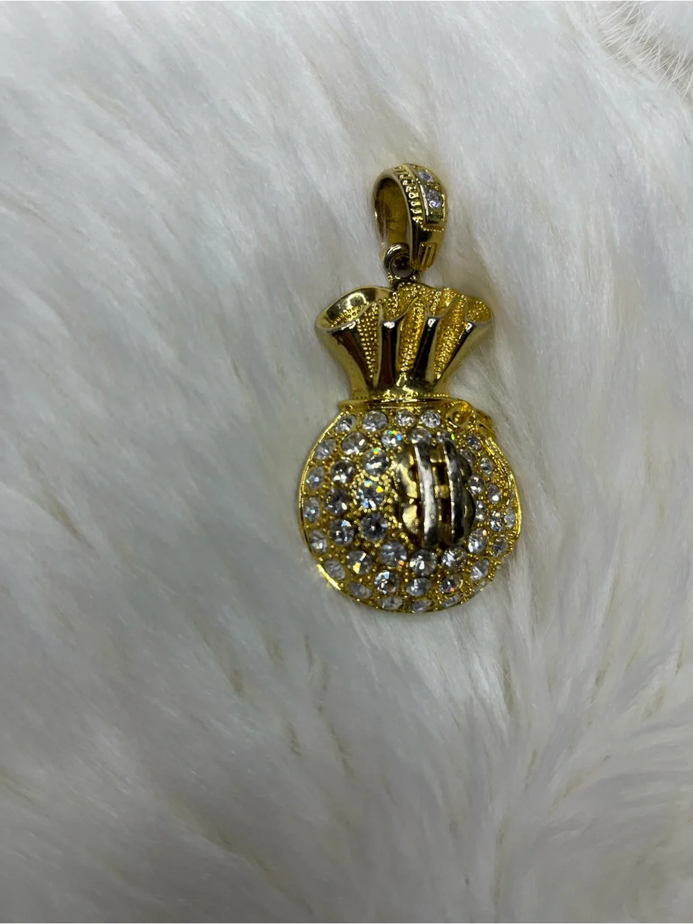 Gold Tone Money Bag Pendant